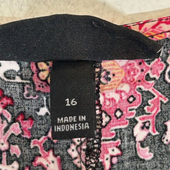 Lane Bryant Floral Maxi Dress Lace Up Neck Womens Plus Size 16 black pink boho - Picture 4 of 16